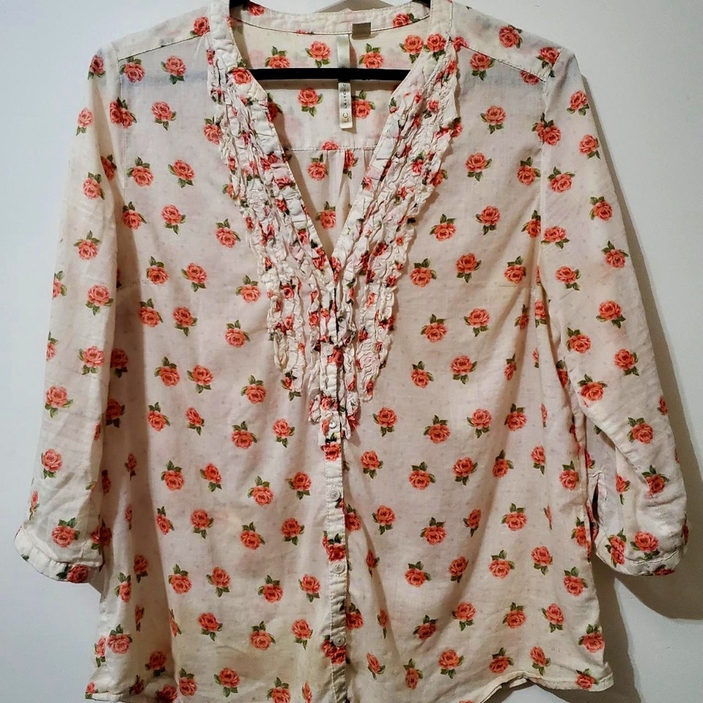 LC by Lauren Conrad Floral 3/4 Sleeve Blouse